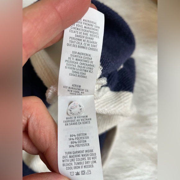 Aerie Oversized Rugby Striped Navy and White Shirt Medium - Picture 6 of 12